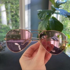 RayBan Rose Pink Polarized Aviator Sunglasses NWOT